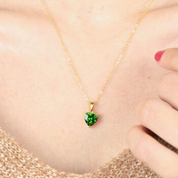 Emerald Love Heart Pendant May Birthstone Necklace, 4 of 4