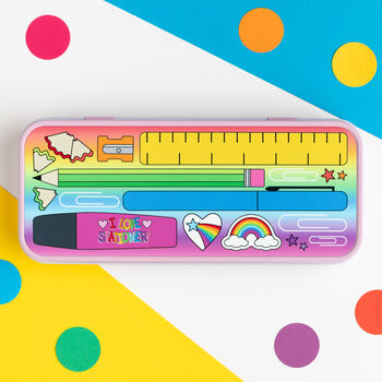 Colourful Stationery Pink Metal Pencil Tin, 3 of 8