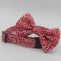 Red Floral Print Dog Bow Tie, thumbnail 3 of 7