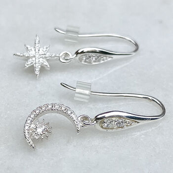 Sterling Silver Cubic Zirconia Sun, Moon And North Star Charm Necklace: Jewellery Set Available, 6 of 10