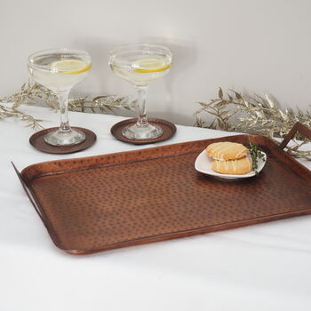 Antique Copper Serving Tray With Handles, 3 of 7
