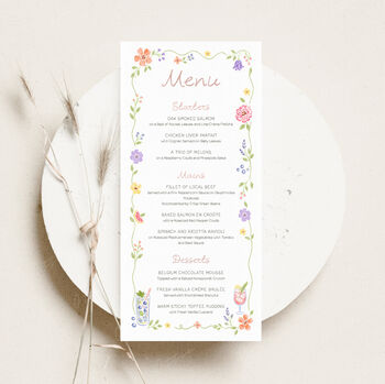 Whimsical Wildflower Menu Cards, 3 of 5