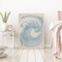 Japanese Vintage Blue Wave Art Print, thumbnail 3 of 3