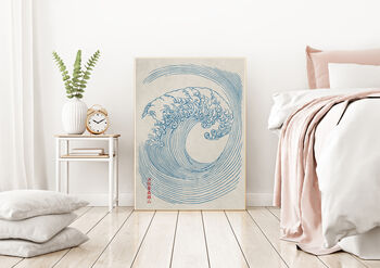 Japanese Vintage Blue Wave Art Print, 3 of 3