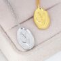 Lily Flower Oval Pendant Necklace In Sterling Silver, thumbnail 4 of 8