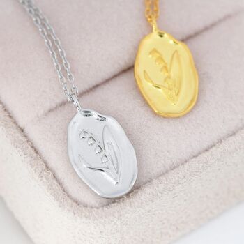 Lily Flower Oval Pendant Necklace In Sterling Silver, 4 of 8