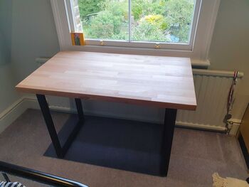 Solid Staved Oak Desk With Raw U Legs, 2 of 2