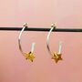 Large Hammered Hoop Earrings With Brass Stars, thumbnail 1 of 6