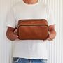 Personalised Fold Out Leather Wash Bag For Men, thumbnail 3 of 8