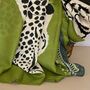 Tiger And Leopards Scarf In Green, thumbnail 5 of 5