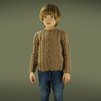 Handmade Organic Cabled Cardigan For Boys, 2 of 6