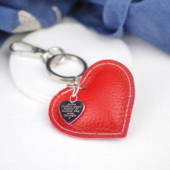 Personalised Leather Heart Keyring, 3 of 8