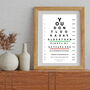 Personalised Milestone 90 Birthday Eye Chart Art Gift, thumbnail 1 of 3