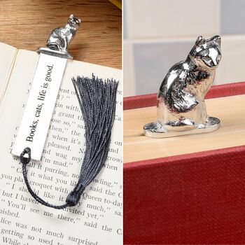 Personalised Engraved Pewter Cat Lovers Bookmark, 3 of 7