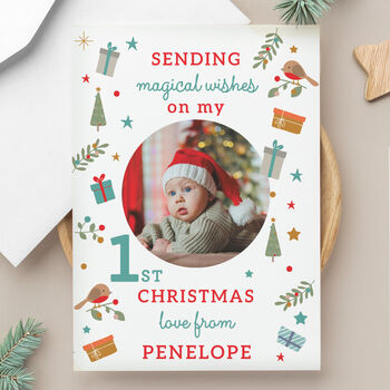 Personalised ‘My 1st Christmas’ Photo Upload Cards – Pack Of 10, 5 of 7