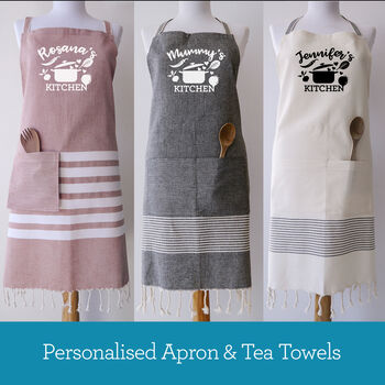 Personalised Set Of Kitchen Apron And Tea Towel, 6 of 12