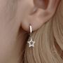 Sterling Silver Tiny Cz Star Huggie Hoop Earrings, thumbnail 6 of 10