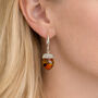 Large Sterling Silver Baltic Amber Acorn Drop Earrings, thumbnail 4 of 6
