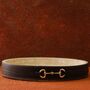 Travertine And Leather Tray With Gold Horsebit, thumbnail 1 of 2