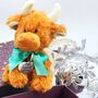 Christmas Highland Mini Brown Cow Soft Toy, Gift Boxed, thumbnail 1 of 9