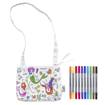 Colour In Mermaid Crossbody Bag + 10 Pens Colouring Kit, 6 of 7