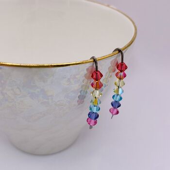 Rainbow And Pastel S Crystal Niobium Hook Earrings, 4 of 5