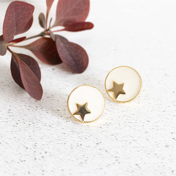 Gold Plated Star Circle Stud Earrings, 5 of 11