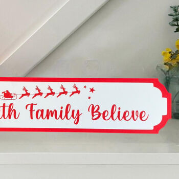 Custom Family Believe Christmas Road Wall Sign Home Decoration, 4 of 5