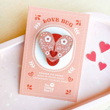 'Love Bug' Eco Friendly Wooden Pin Badge, 3 of 4