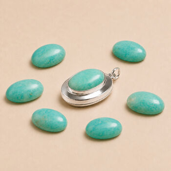 Personalised Sterling Silver Amazonite Gemstone Photo Locket Necklace, 2 of 6