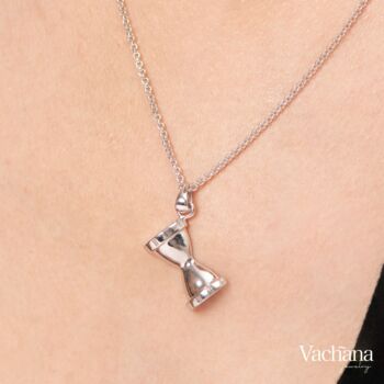 Hourglass Roman Numeral Gold Vermeil, Sterling Silver Necklace, 5 of 12