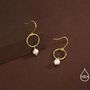 Genuine Freshwater Pearl And Circle Dangle Drop Earrings In Sterling Silver, thumbnail 3 of 11