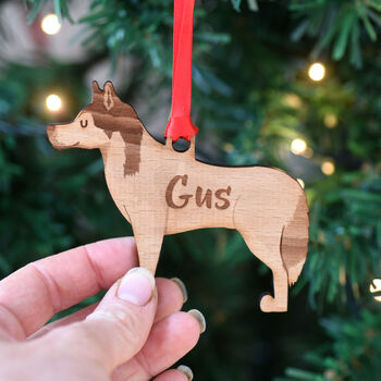 Persoanlised Husky Wooden Dog Christmas Decoration, 2 of 10