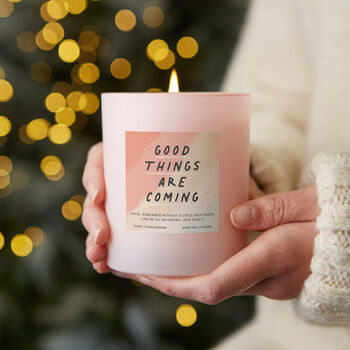 Good Things Are Coming Pink Affirmation Candle, 2 of 8