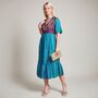 Zaria Silk Print Embroidered Dress 30, thumbnail 1 of 3
