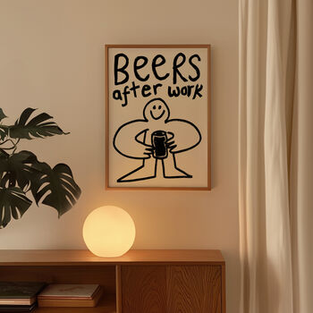 Beers After Work Doodle Kitchen Wall Art Print, 2 of 11