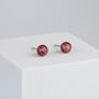 Sterling Silver Red Speckle Crystal Ball Stud Earrings, thumbnail 1 of 6