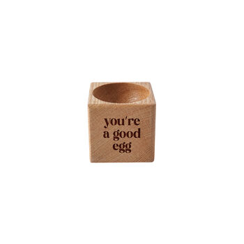 Loft 'You're A Good Egg' Oak Egg Cup In Gift Box | Breakfast | Homeware | Kitchenware, 2 of 2