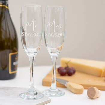Personalised Anniversary Mr And Mrs Champagne Flute Glass, 2 of 3