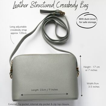 Structured Italian Leather Crossbody Handbag, 11 of 12