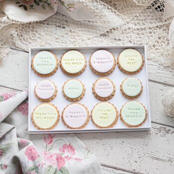 Personalised Thank You Iced Biscuits Box Of 12, 2 of 3