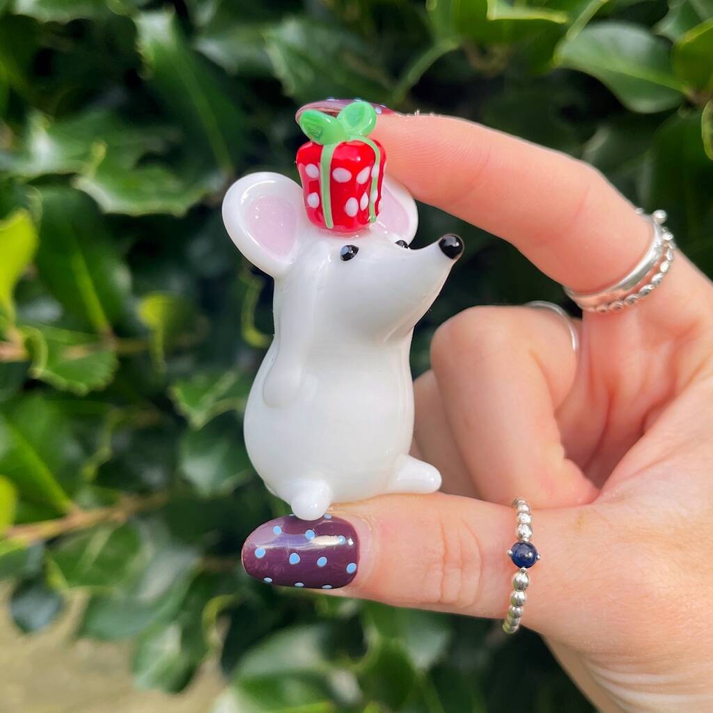 Hand Blown Glass Little Mouse With Gift, 1 of 3