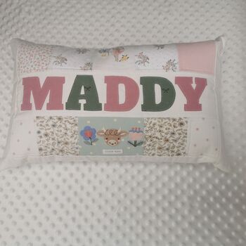 Memory Pillow, Large Name, Made From Baby Clothes, 2 of 12