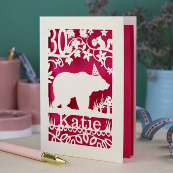 Personalised Papercut Bear Birthday Card, 6 of 7