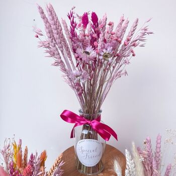 Pink Dried Flowers With Vase Christmas Gift For Friend, 4 of 7