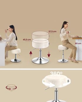 Dressing Table Stool Adjustable Swivel Vanity Stool, 4 of 7