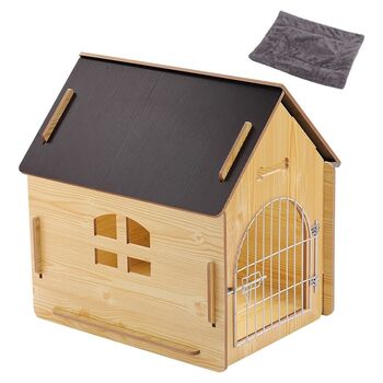 Wooden Pet House With Roof Breathable Crate Kennel, 7 of 8