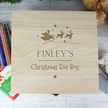 Personalised Large Wooden Christmas Eve Box, 2 of 10