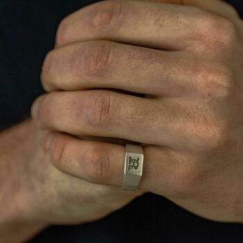 Personalised Initial Silver Signet Ring, 2 of 11