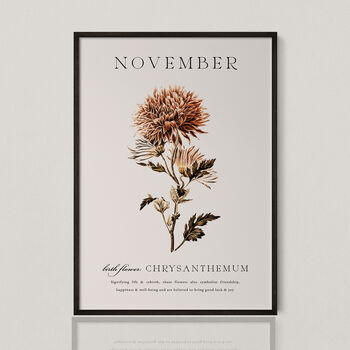 Birth Flower Wall Print 'Chrysanthemum' For November, 2 of 9